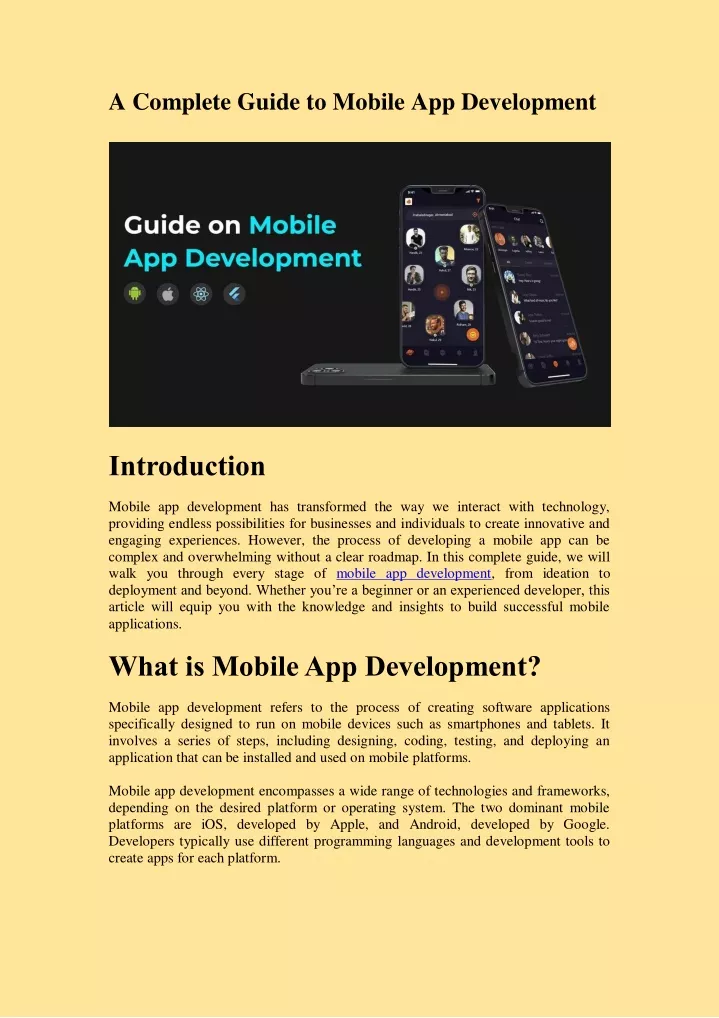 a complete guide to mobile app development