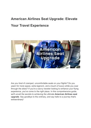 How do I upgrade seat in American Airlines ?