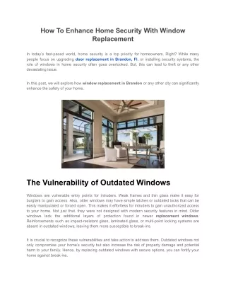 How To Enhance Home Security With Window Replacement