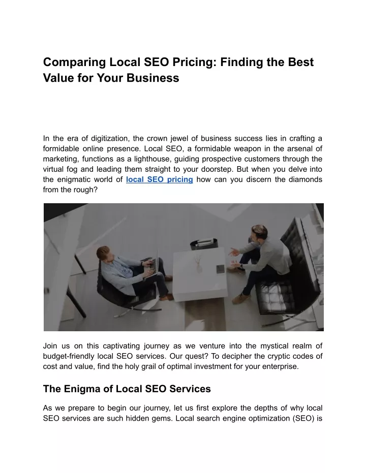 comparing local seo pricing finding the best