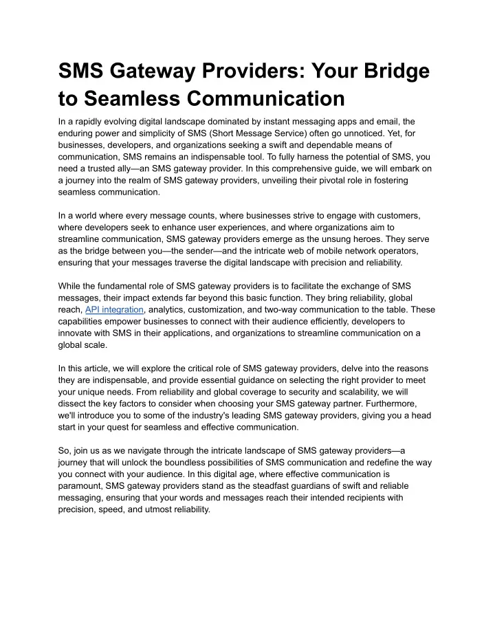sms gateway providers your bridge to seamless
