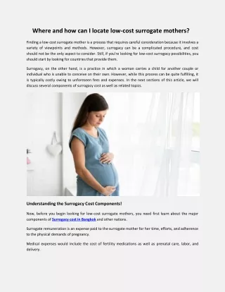 Where and how can I locate low-cost surrogate mothers
