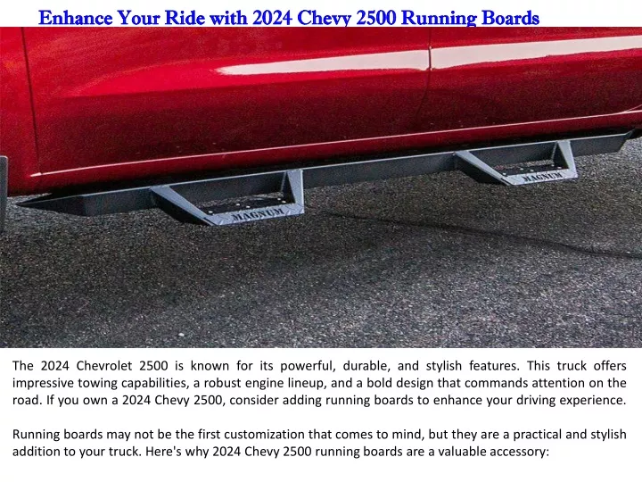 enhance your ride with 2024 chevy 2500 running