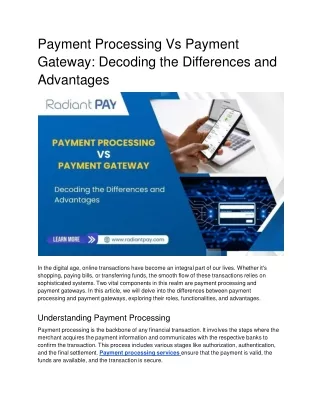 Payment Processing Vs Payment Gateway_ Decoding the Differences and Advantages