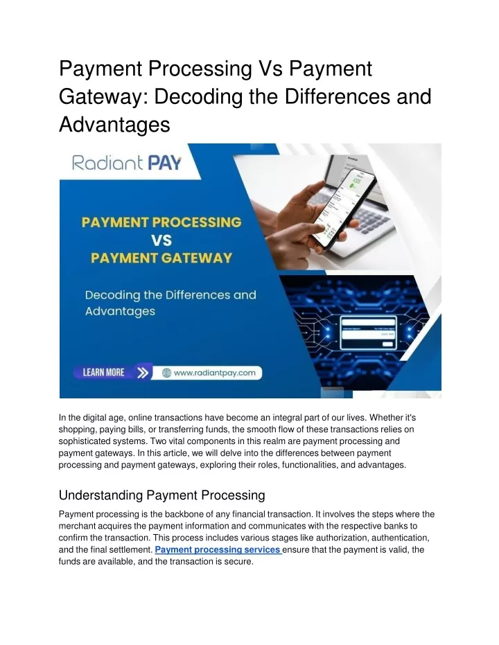 payment processing vs payment gateway decoding the differences and advantages