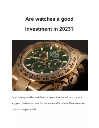 RC Watches Investment | Are Watches a Viable Investment in 2023?