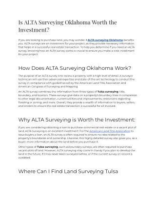 2023 - Is ALTA Surveying Oklahoma Worth the Investment