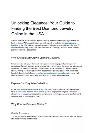 Unlocking Elegance_ Your Guide to Finding the Best Diamond Jewelry Online in the USA