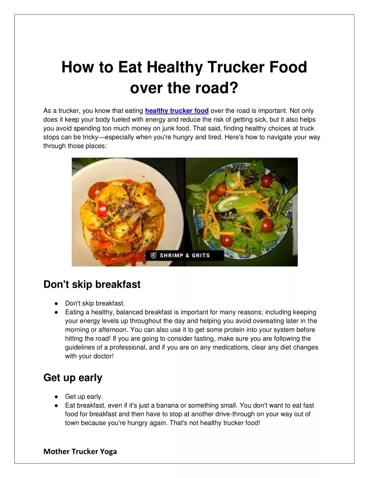 how to eat healthy trucker food over the road