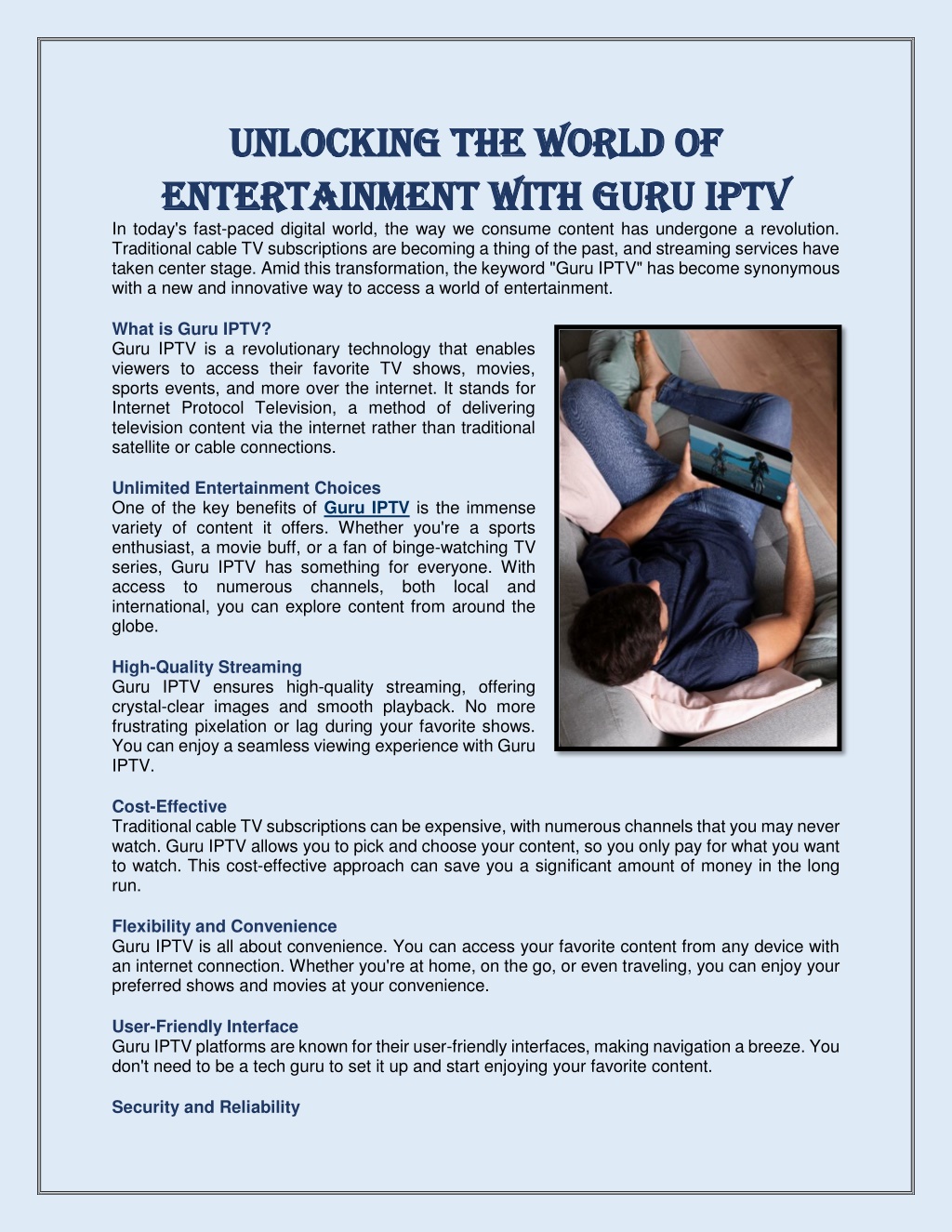 Guru IPTV - Best IPTV Provider USA