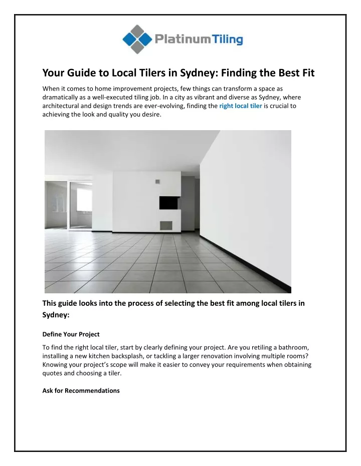 your guide to local tilers in sydney finding
