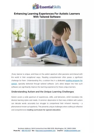 Enhancing Learning Experiences for Autistic Learners with Tailored Software