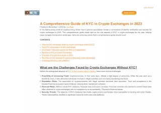 A Comprehensive Guide of KYC in Crypto Exchanges in 2023