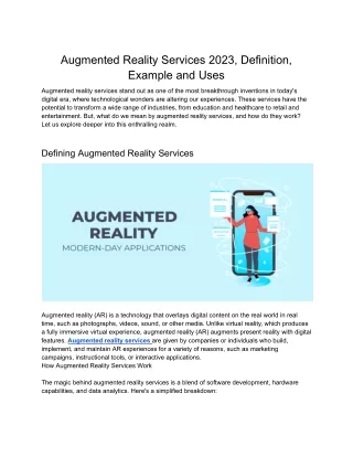 Augmented Reality Servics in 2023, Defination, Example and Uses