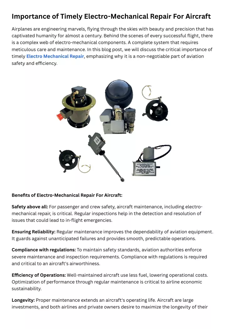 importance of timely electro mechanical repair