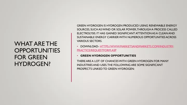 what are the opportunities for green hydrogen
