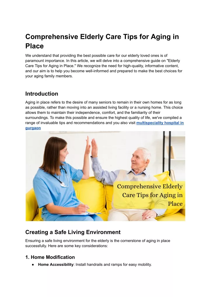 comprehensive elderly care tips for aging in place