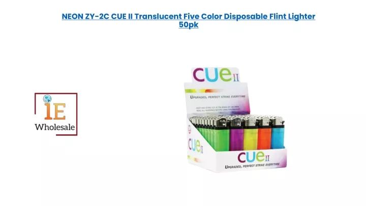 neon zy 2c cue ii translucent five color disposable flint lighter 50pk