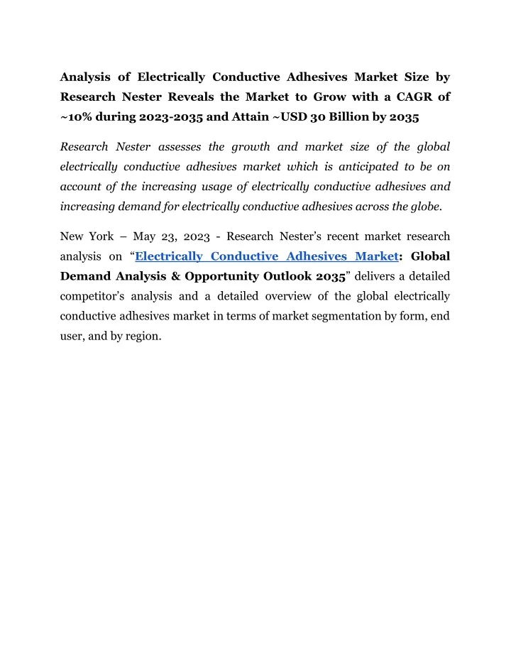 analysis of electrically conductive adhesives