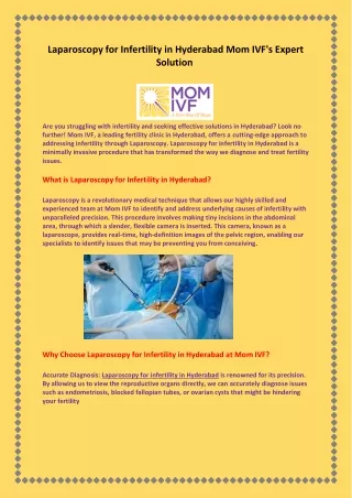 Laparoscopy for Infertility in Hyderabad Mom IVF