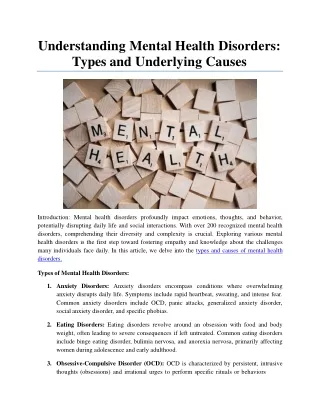 understanding mental health disorders types and underlying causes