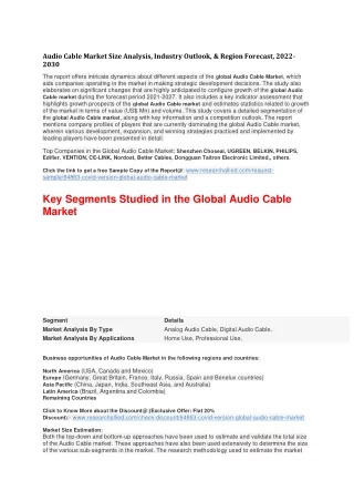 Audio Cable Market Size Analysis