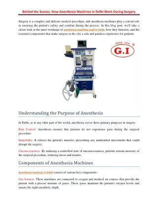 behind the scenes how anesthesia machines