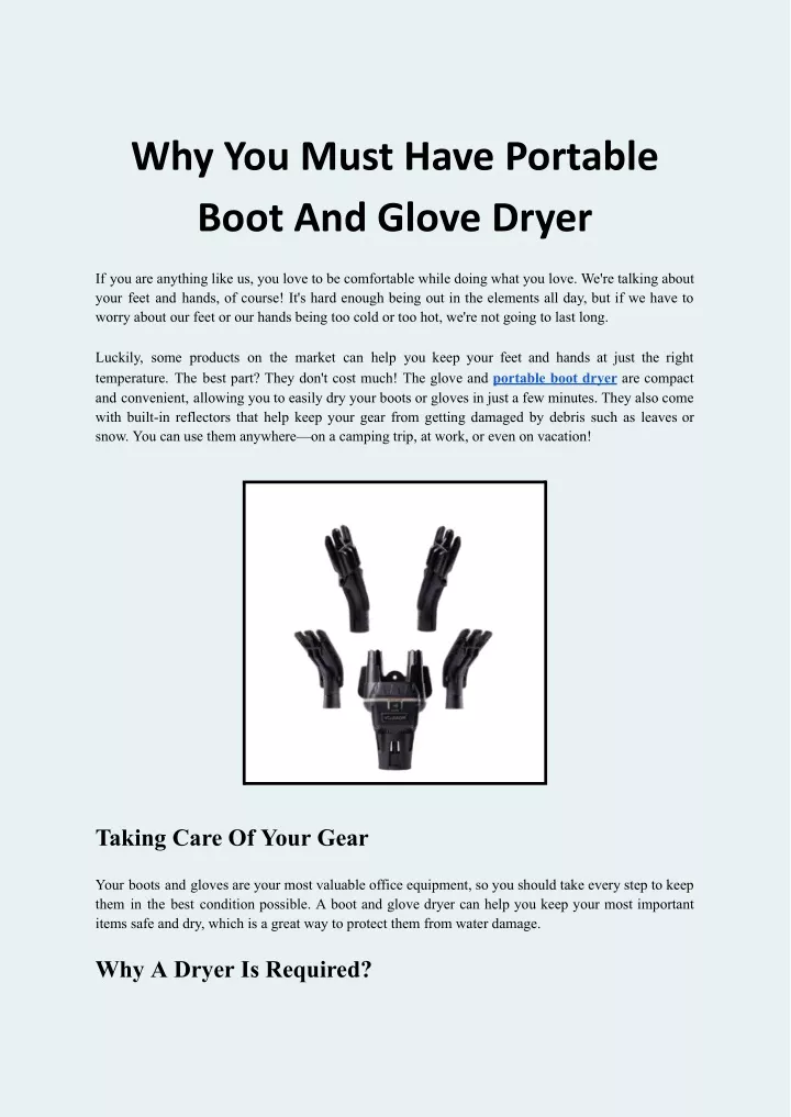 why you must have portable boot and glove dryer