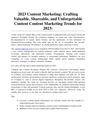 2023 content marketing crafting valuable