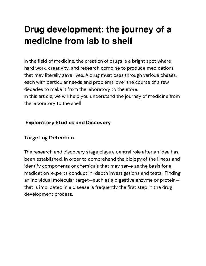 drug development the journey of a medicine from