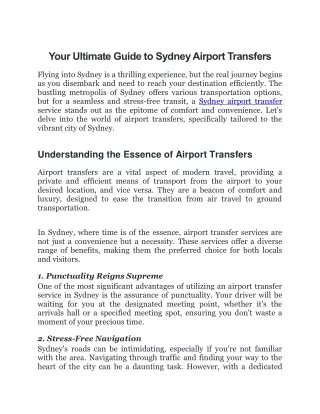 Your Ultimate Guide to Sydney Airport Transfers