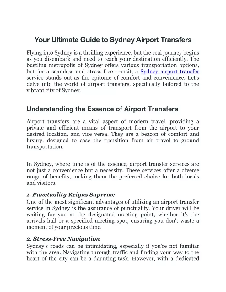 your ultimate guide to sydney airport transfers