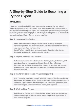 a step by step guide to becoming a python expert