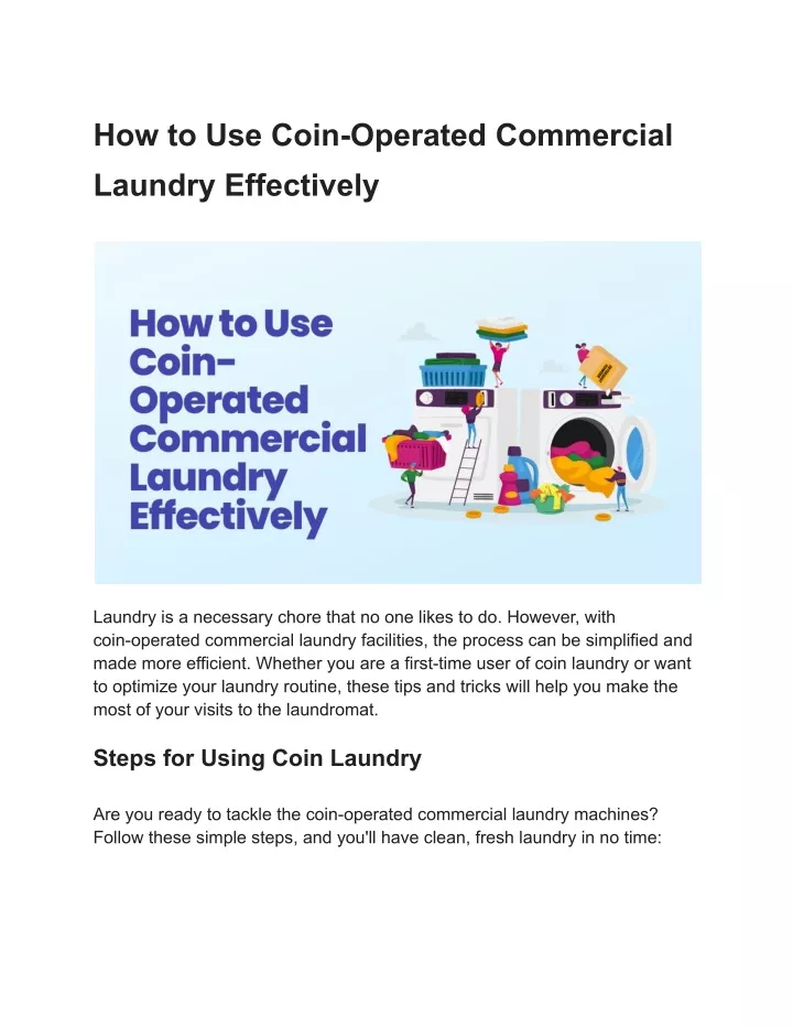 how to use coin operated commercial laundry