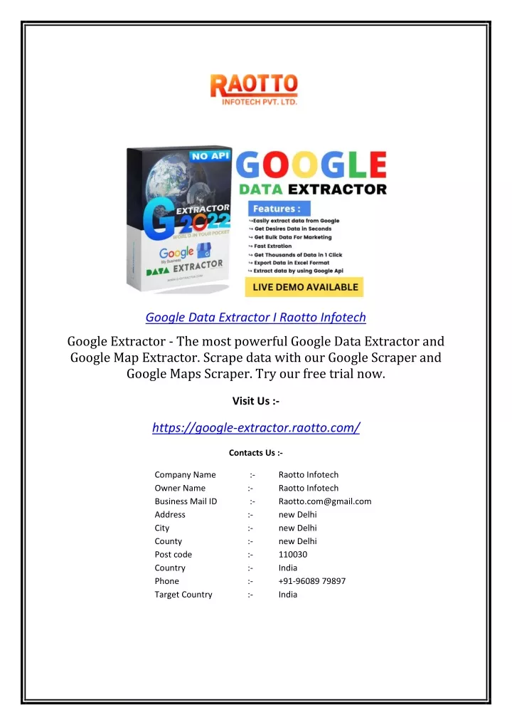 google data extractor i raotto infotech google