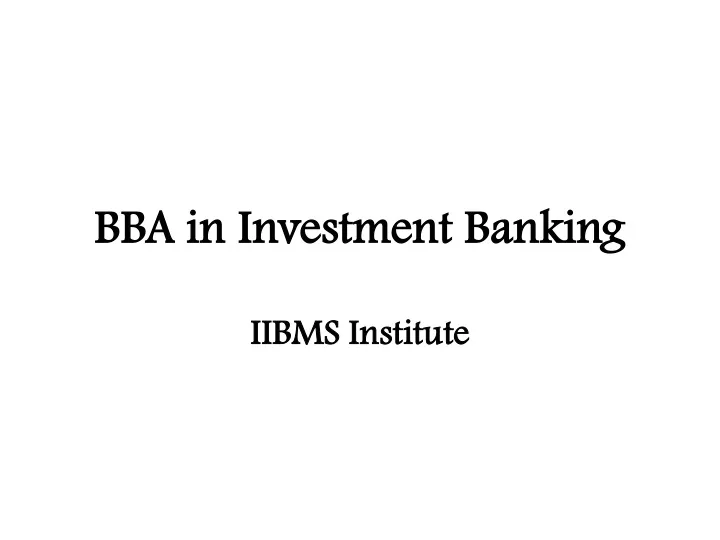 bba in investment banking