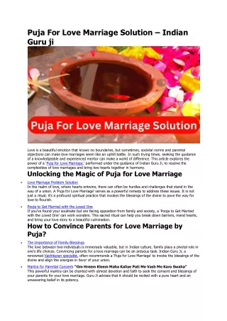 puja for love marriage solution indian guru ji