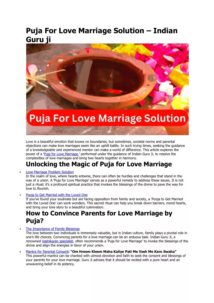 puja for love marriage solution indian guru ji
