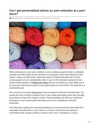 Can I get personalized advice on yarn selection at a yarn store