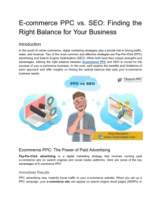 E-commerce PPC vs. SEO_ Finding the Right Balance for Your Business