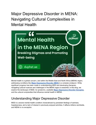 major depressive disorder in mena navigating