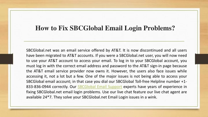 how to fix sbcglobal email login problems