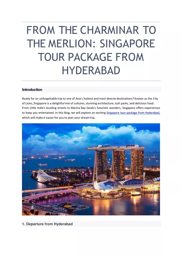 from the charminar to the merlion singapore tour package from hyderabad