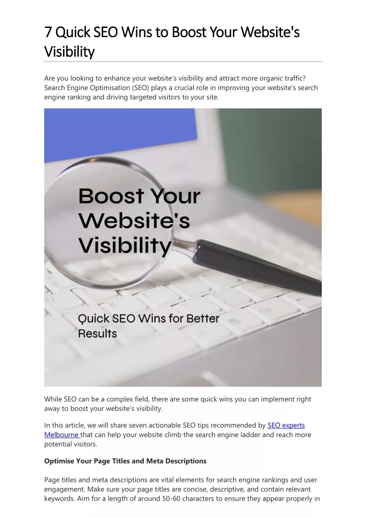 7 quick seo wins 7 quick seo wins t to boost your