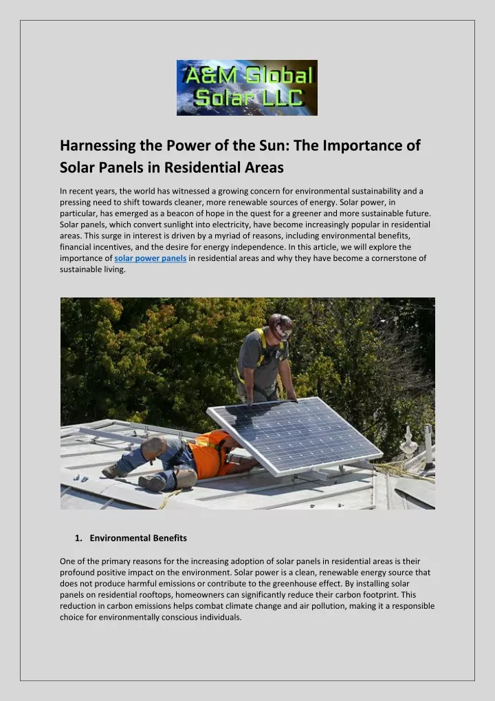 harnessing the power of the sun the importance