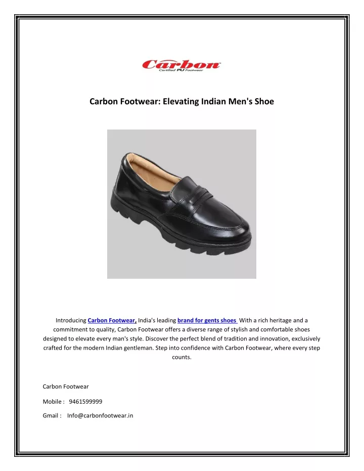 carbon footwear elevating indian men s shoe