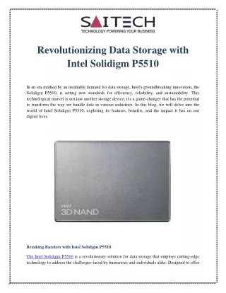 Revolutionizing Data Storage with Intel Solidigm P5510