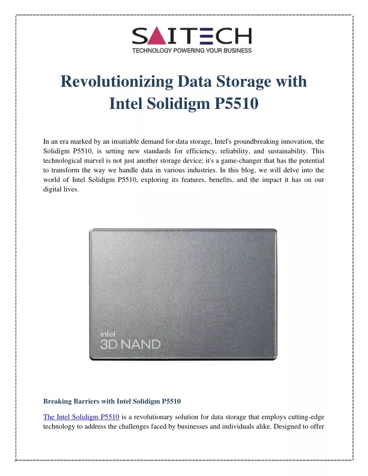 revolutionizing data storage with intel solidigm