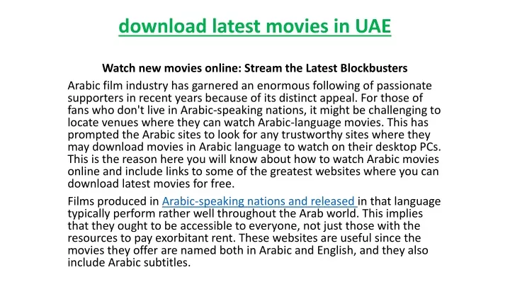 download latest movies in uae