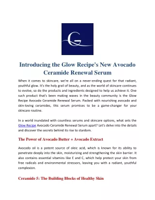 Introducing the Glow Recipe's New Avocado Ceramide Renewal Serum